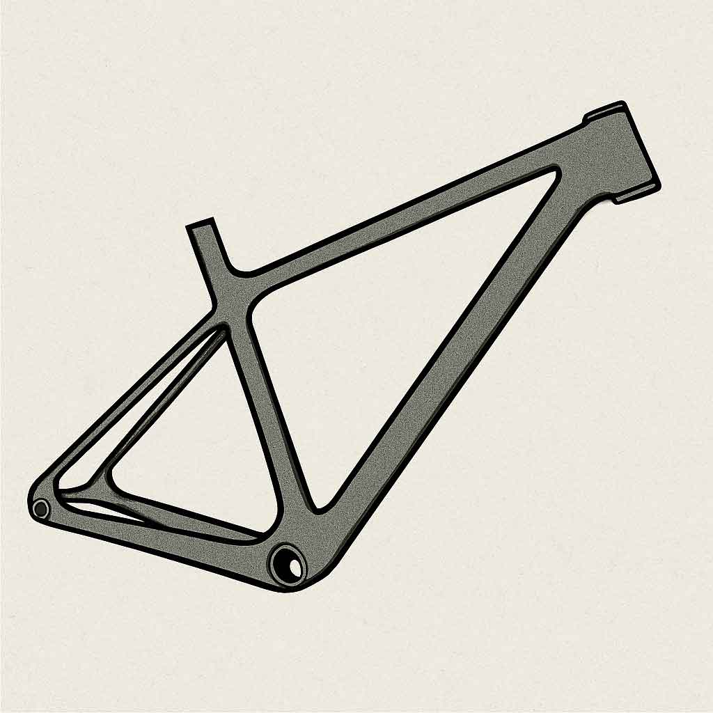 Carbon hardtail mountain bike frame illustration
