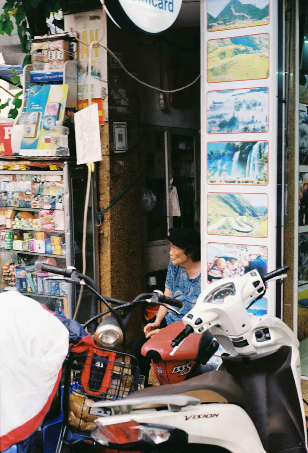 Customer testing a mountain bike in a shop