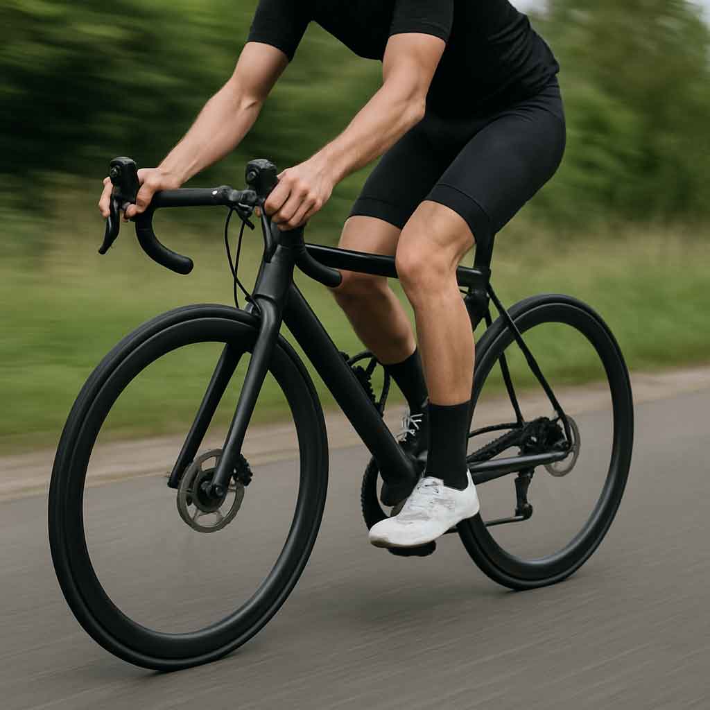 carbon fiber road bike in motion