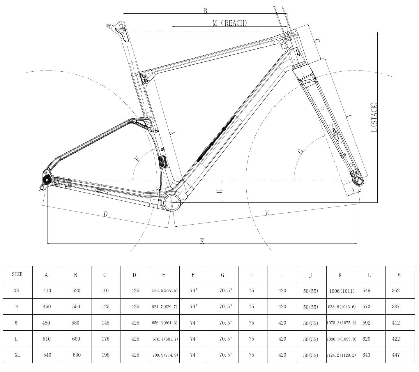 FM326 Gravel Bike Frame Geometry